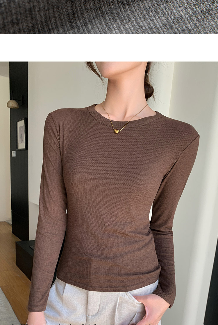 K1208螺纹正肩圆领打底衫女秋冬长袖内搭T恤修身显瘦百搭针织上衣详情9