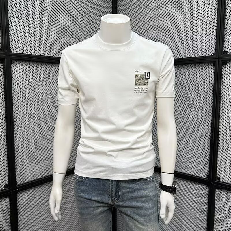 Short-sleeved men's T-shirts, summer half-sleeved men's body t-shirts, trendy Korean style student base shirts, trendy details Picture