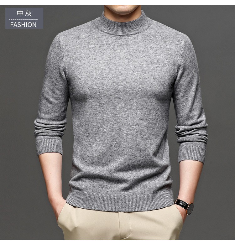 SAN Dao Live's new autumn and winter solid-color semi-high-neck cashmere men's slim-fit sweater, men's base layer cashmere sweater for men Application Scenario