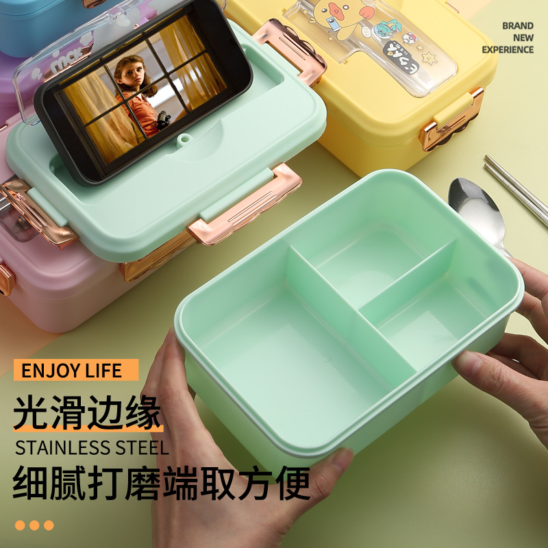 学生分格饭盒/带勺子/宇航员餐盒产品图