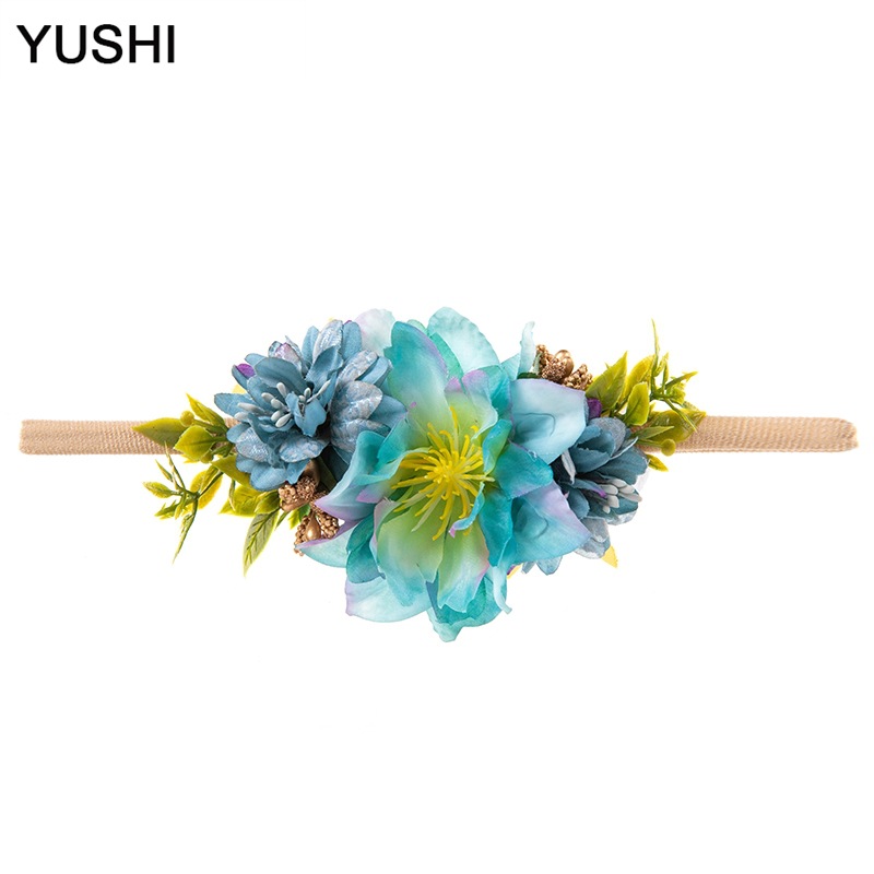 European and American cross-border colorful simulated flower baby hair accessories, sweet country style, elastic baby high-elasticity hair band Item Picture