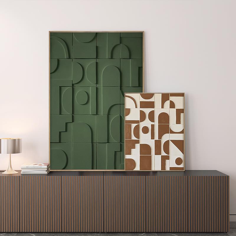 Modern wood carving three-dimensional decorative paintings by designers, living room sofa background hanging paintings, entrance hall, dining room, bedroom bedside simple