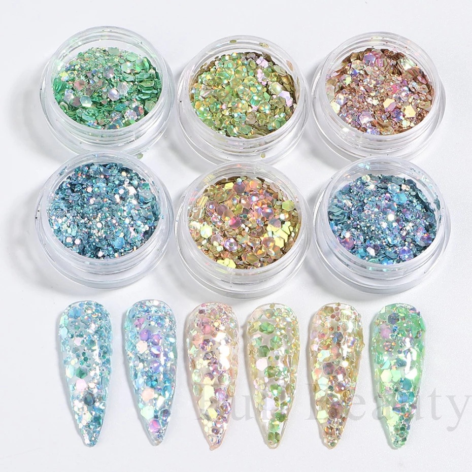 Cross border new nail Glitter set 6 color Cat Eye Nail Glitter accessories Nail Glitter mixed batch Nail