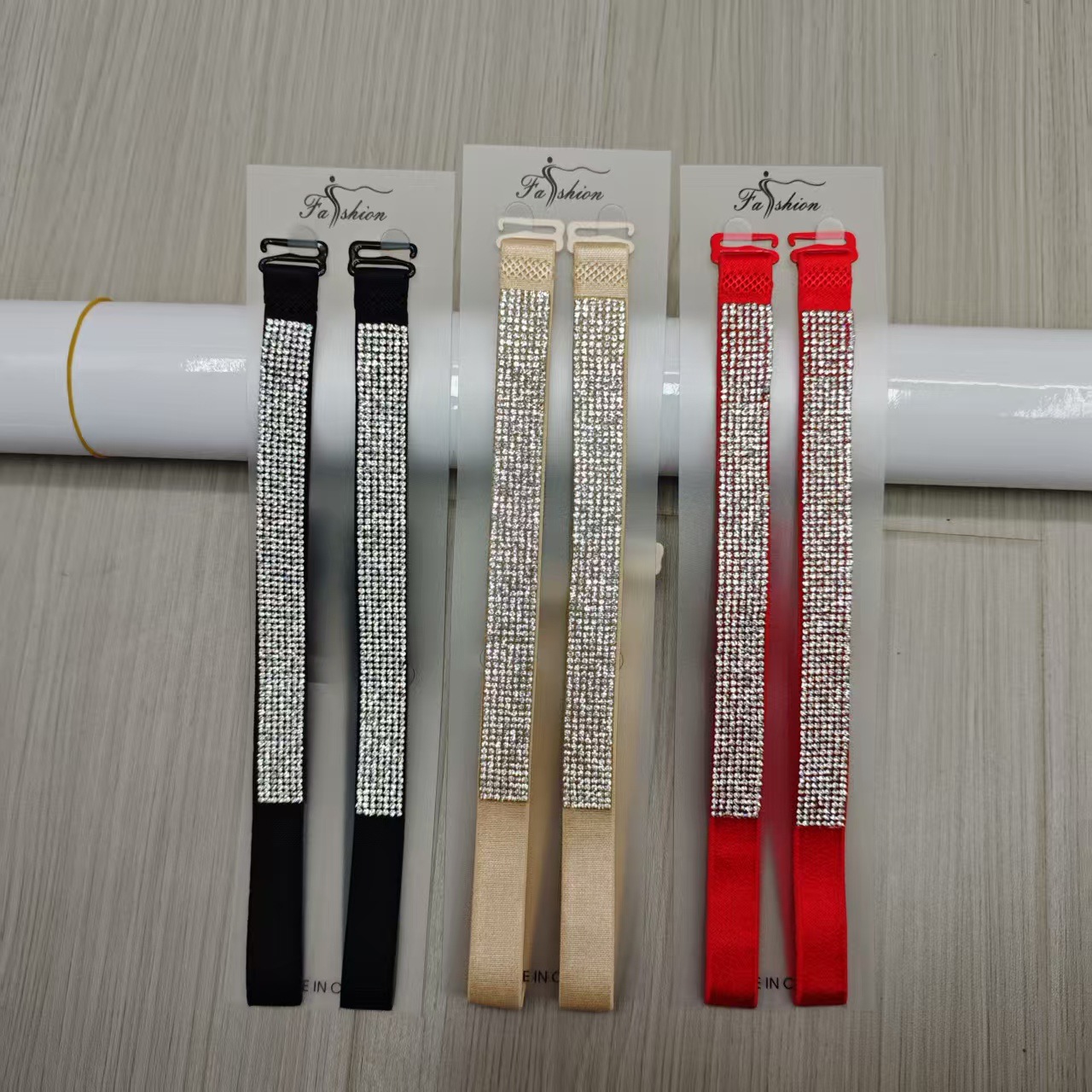 跨境纯色闪亮A钻烫钻锦纶肩带新款防滑可拆卸可外露文胸内衣肩带