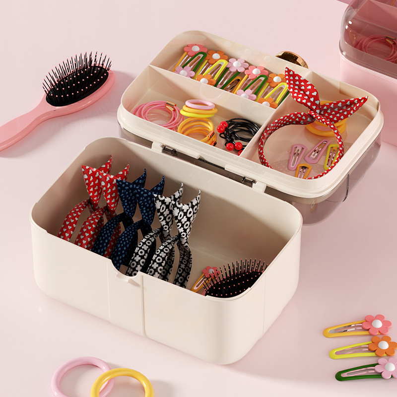 创意双层咕咔防尘收纳盒带盖儿童女孩可爱贴纸家用发饰发卡首饰盒详情图2