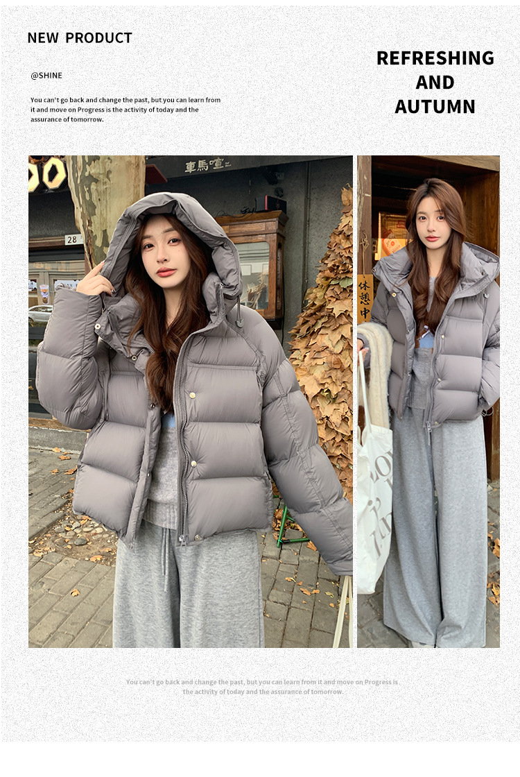 裳初90白鸭绒泡芙羽绒服女2025新款连帽面包服加厚羽绒外套平湖详情18