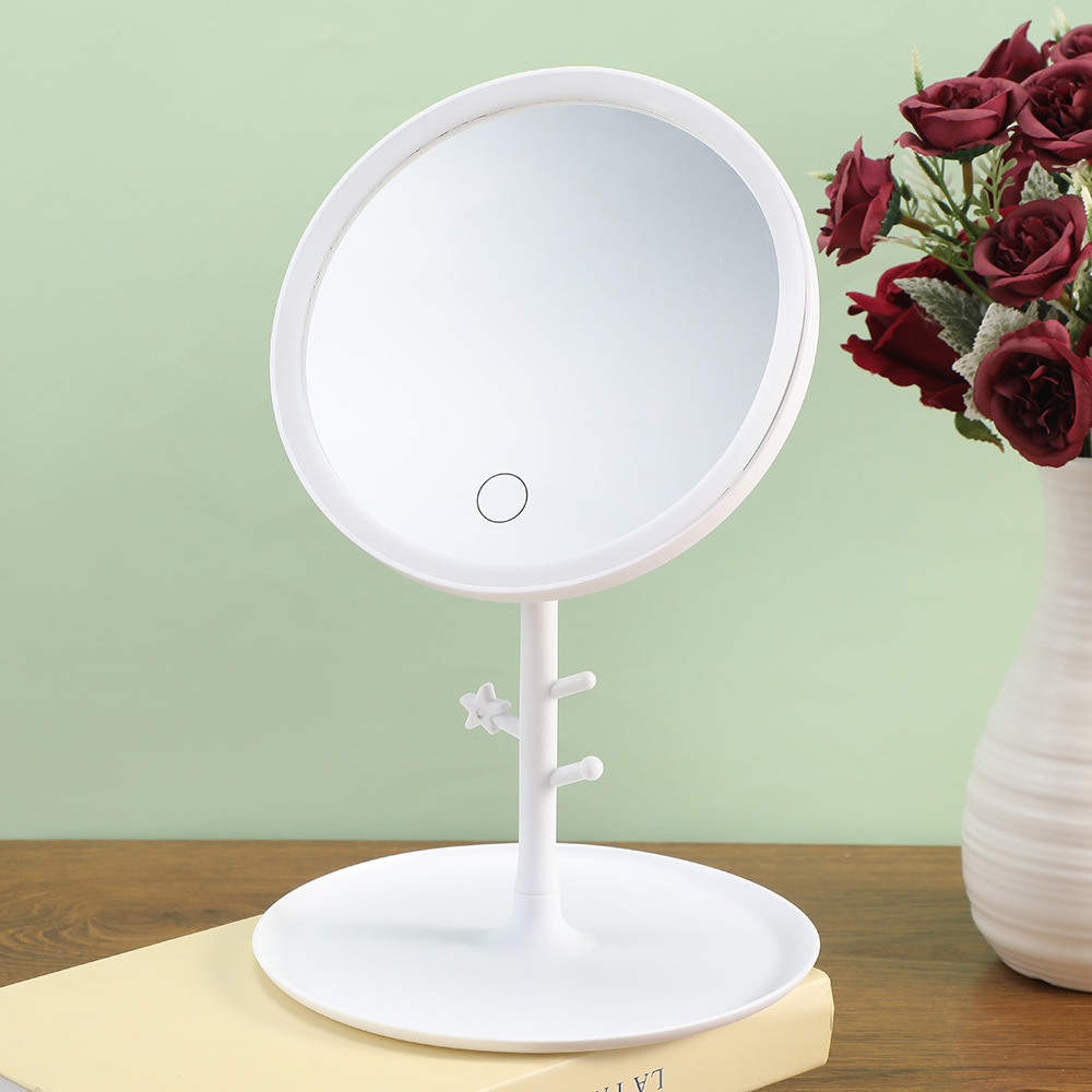 全方位LED照明圆形创意树枝状美妆镜收纳托盘个人护理女用日用百货卫浴洗漱用品详情5