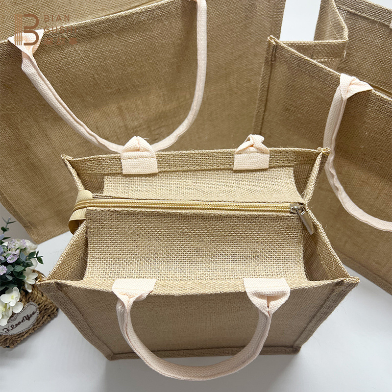 Simple Non-Printing Linen Tote Bag Gift Gift Bag Can Print Logo Cotton Linen Canvas Environmental Shopping Bag details Picture