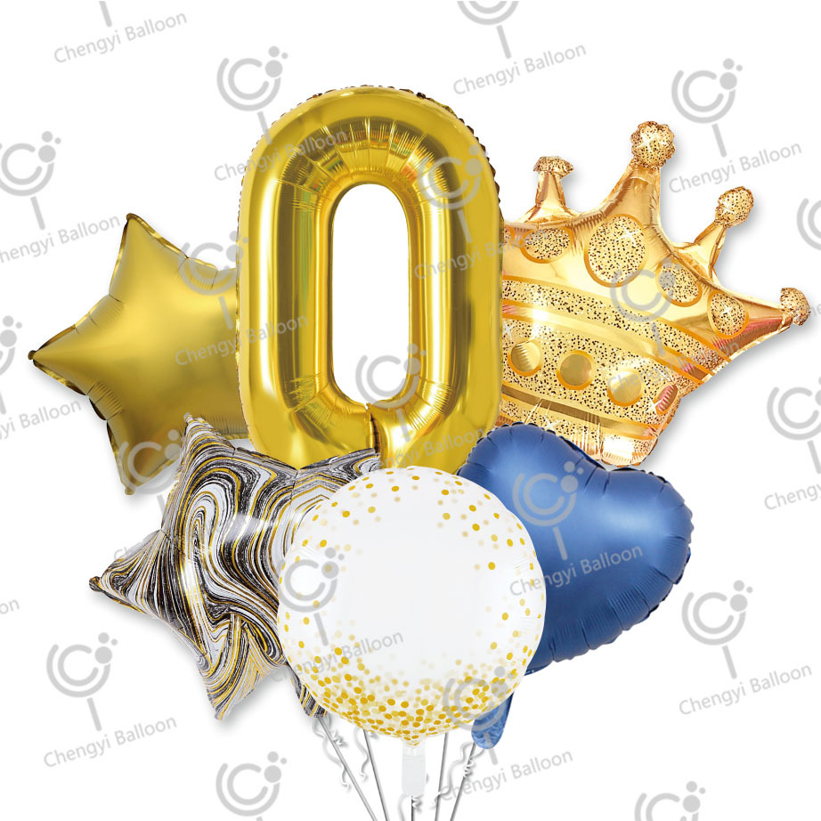 Cross-border Crown Digital Aluminum Film Balloon Set for Children's birthday theme decorative background balloons details Picture