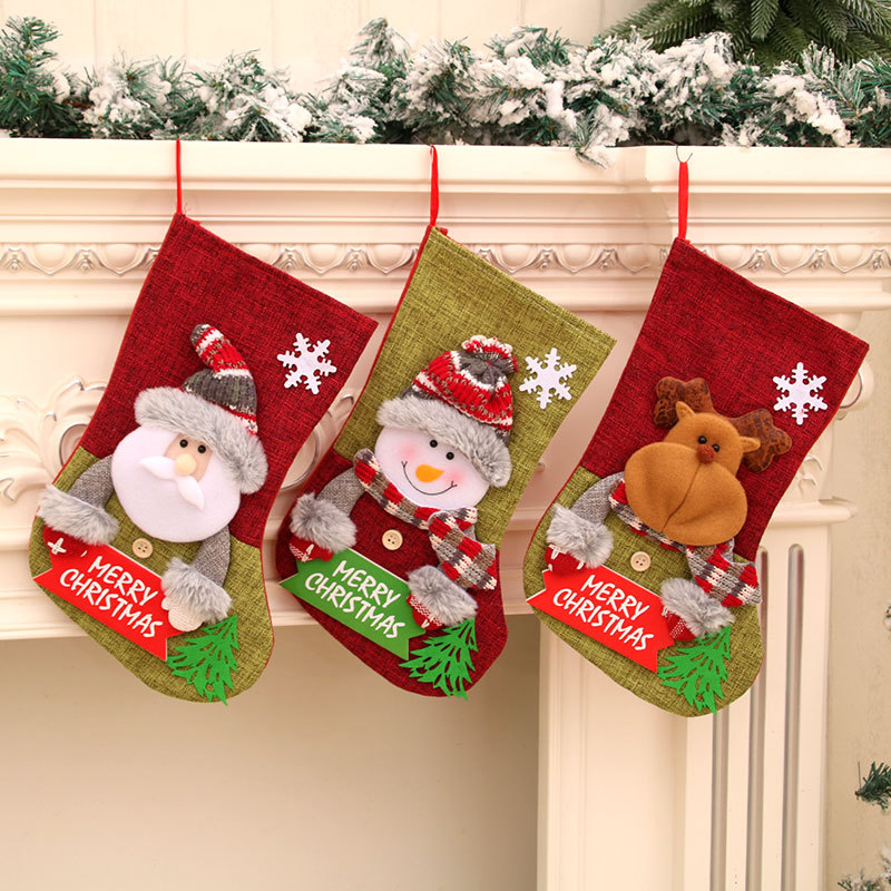 New Cross-Border Large Christmas Stocking Gift Bag Children's Candy Bag Cartoon Gift Bag Alphabet Brand Christmas Socks