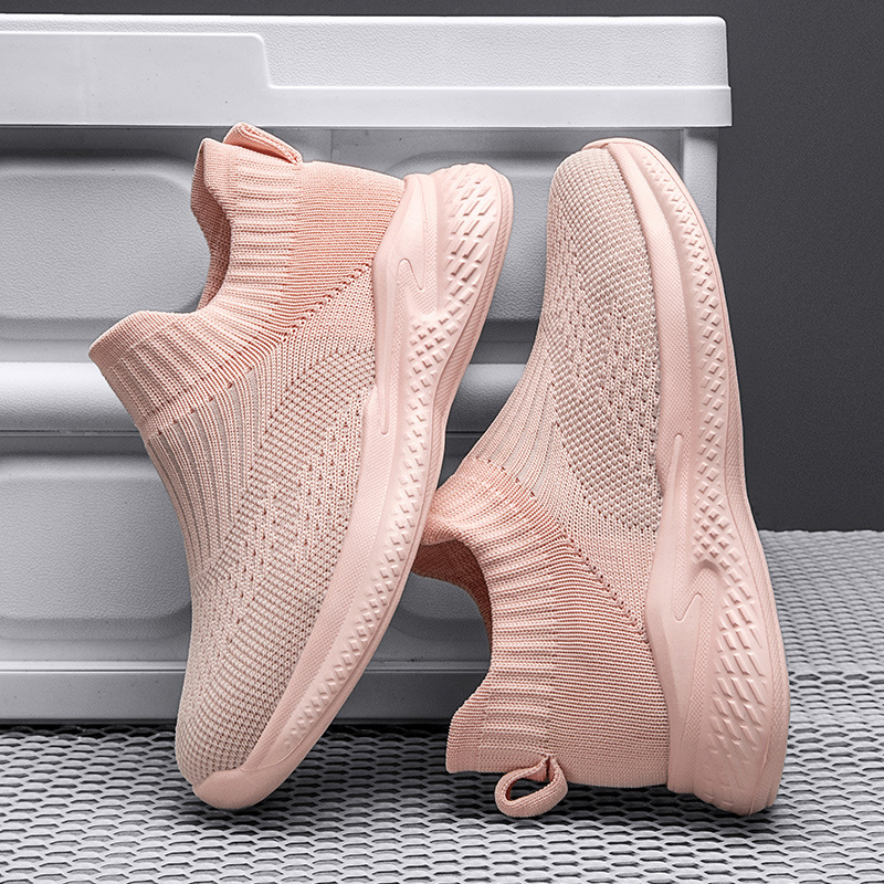 热卖女童春秋季轻便时尚休闲跑步一脚蹬袜子鞋男童运动鞋