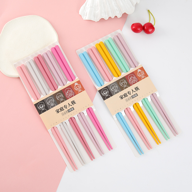 Wholesale of factory-direct supply of live-streaming color new Chinese-style alloy chopsticks, household non-moldy slanted anti-slip chopsticks