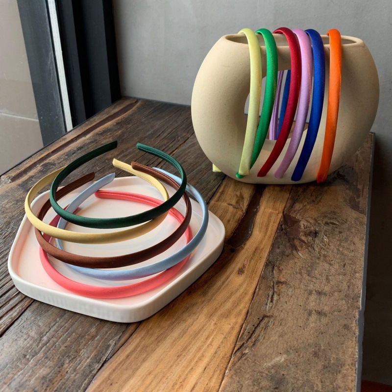 Ins Korea Fine Candy Color Small Fresh Satin Headband With The Same Jelly Color Headband Hair Accessories Specification drawing