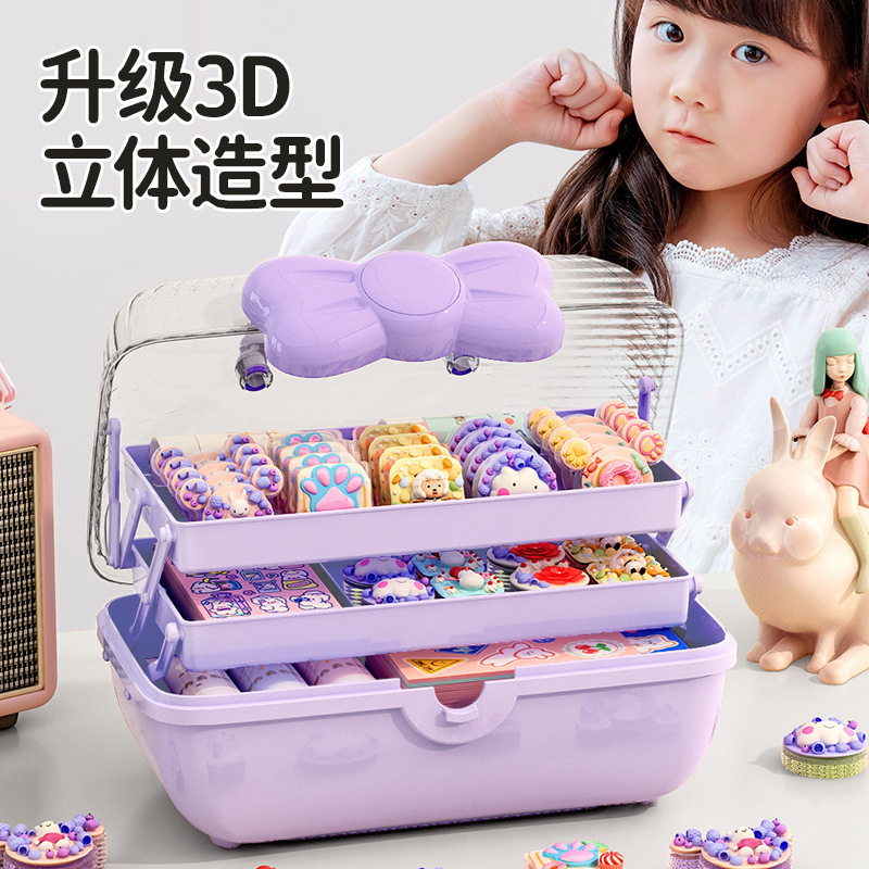 ll三层手提咕卡收纳盒大容量学生文具盒儿童女孩diy手账贴纸赵详情图4