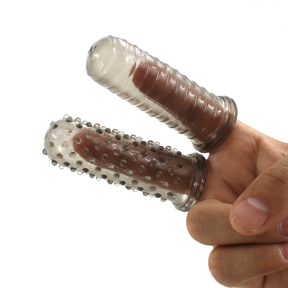 毛毛虫螺纹颗粒状水晶手指套手指套 手指套成人用品