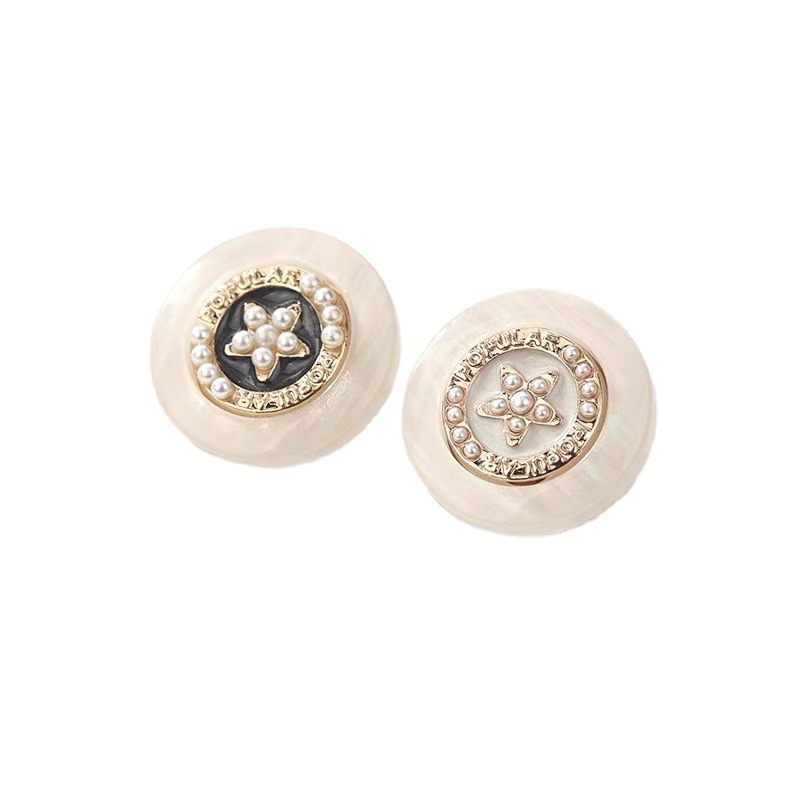 Fashion Five-Pointed Star Pearl Metal Buttons Small Fragrant Coat Knit Sweater Coat Buttons With All Decorative Buttons Item Picture