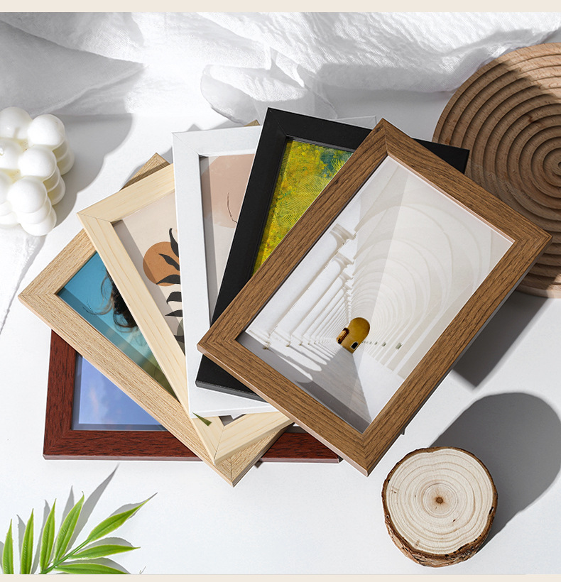 相框批发画框空框摆台照片墙5寸6寸7寸8寸10寸a4手工简约木质相框详情21