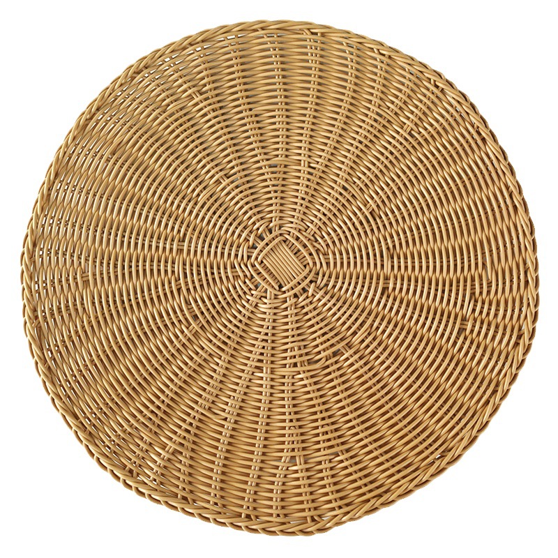 Japanese Heat Insulation Mat Table Household Table Mat Imitation Rattan Woven Anti-Ironing Woven Coaster Bowl Mat Pan Mat Round Placemat Item Picture