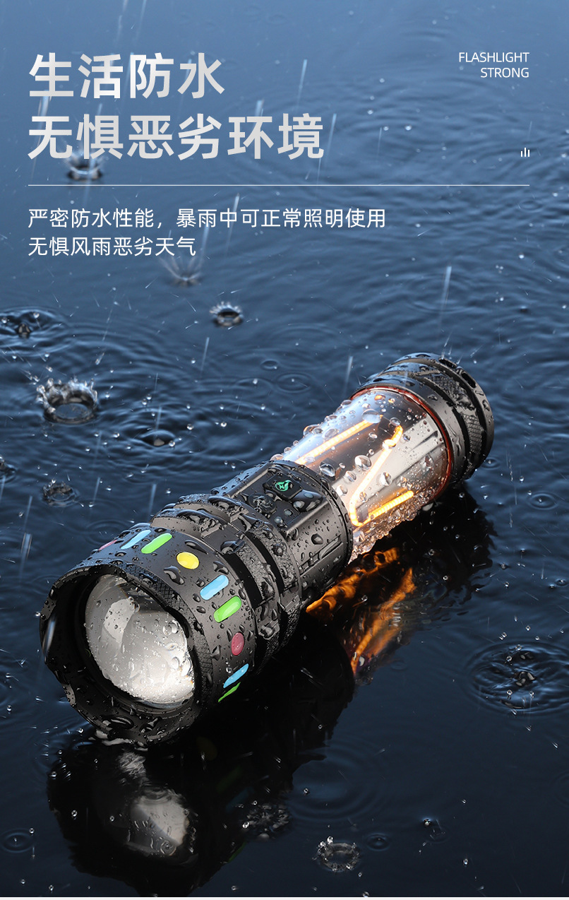 New cross-border outdoor long-range zoom white laser high-intensity flashlight, charging multi-functional camping lamp flashlight pic 12