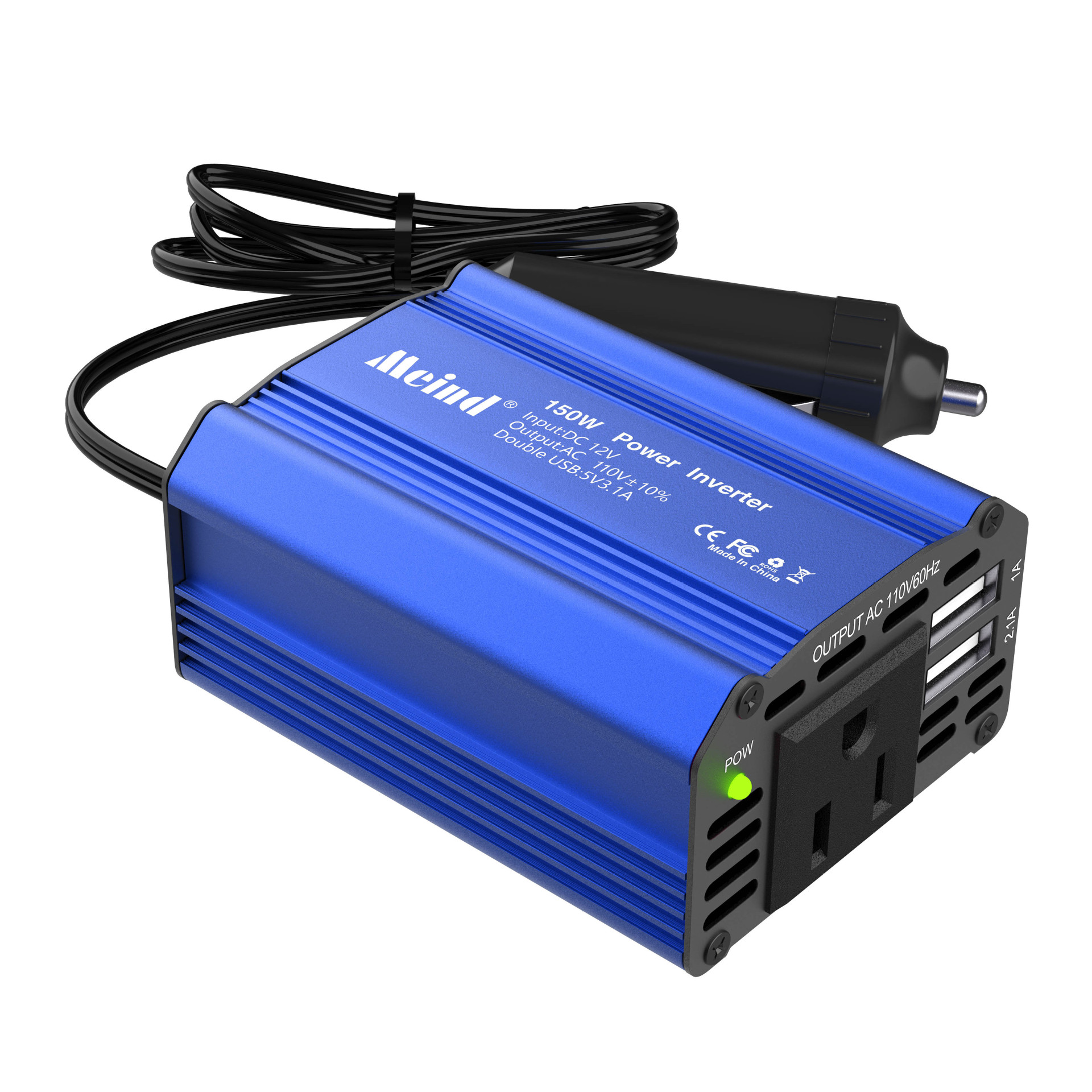 The best-selling meind car inverter 150W DC12VAC110V dual USB5V3.1A correction wave Specification image