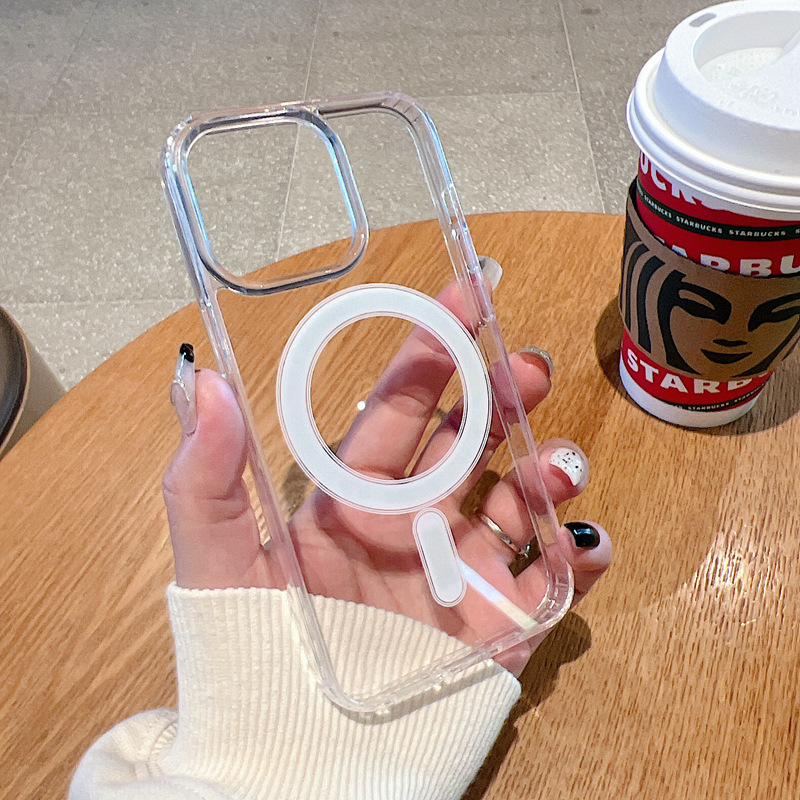 透明亚克力磁吸壳适用iphone15promax苹果17手机壳无线充16保护套