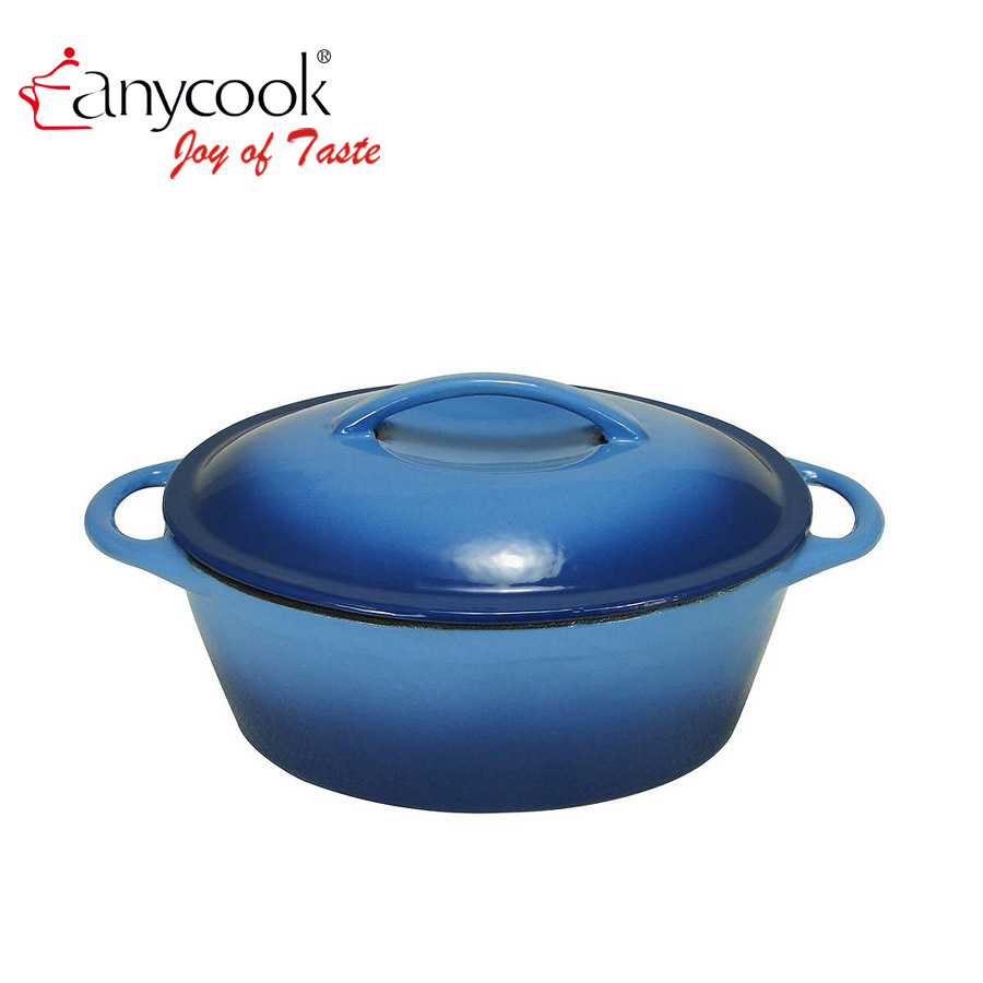 Anycook UAKEEN铸铁煎锅 不粘搪瓷麦饭石双耳平底锅 清汤烧烤多功能炒锅