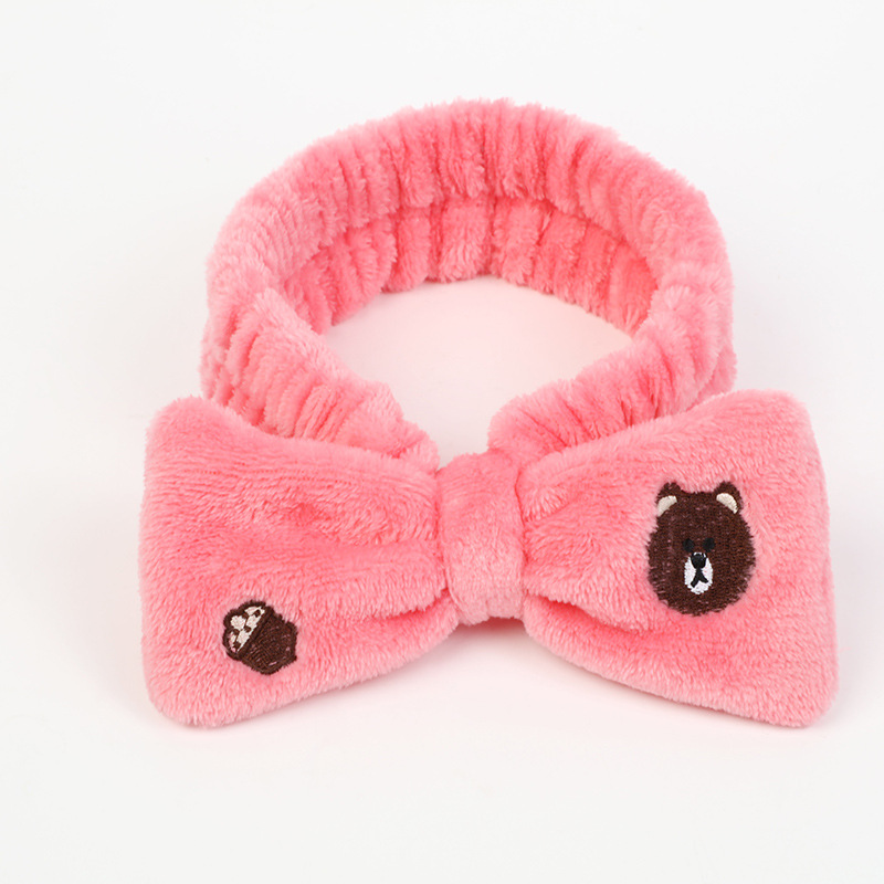 New Soft Cute Bear Headband Japan And South Korea Sweet Pure Color Household Ladies Face Makeup Headband Accessories Specification drawing