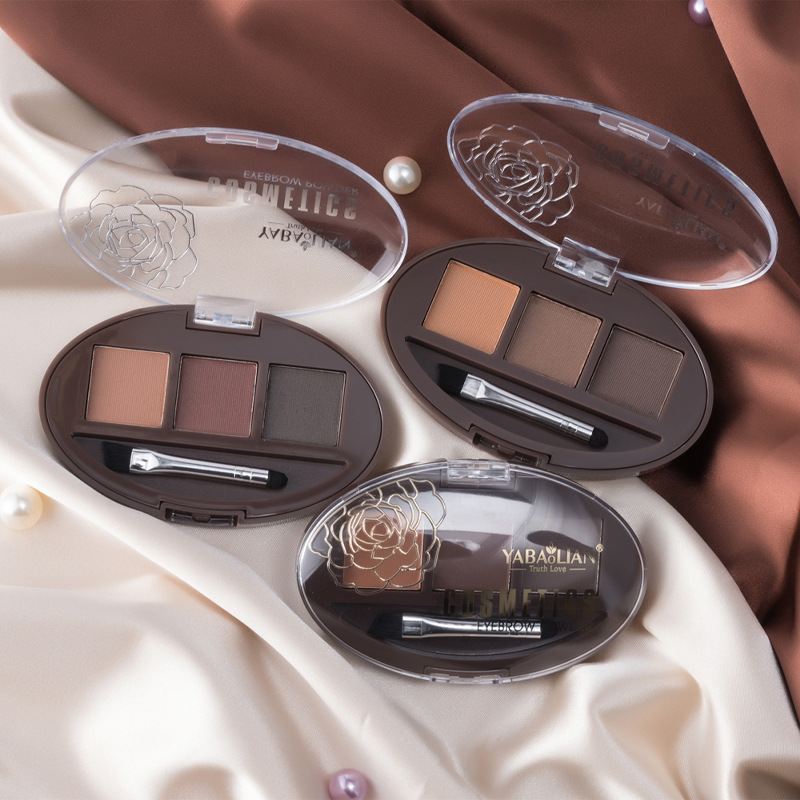 Cross Border Amazon Eyebrow Powder Female Three-Color Eyebrow Cream Eyeshadow Contouring 3-In-1 Waterproof And Sweat Resistant Natural Makeup Is Not Easy To Remove Specification drawing