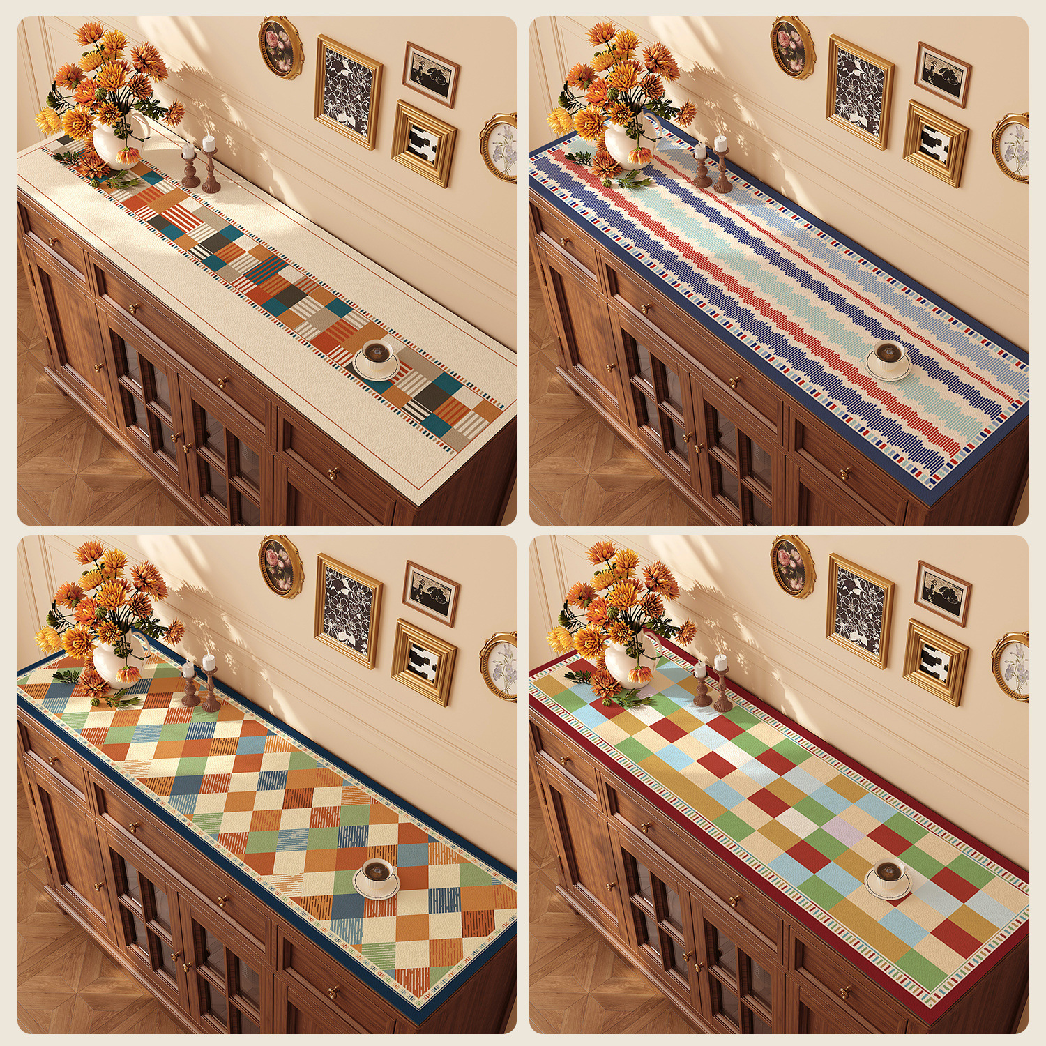 Mesa americana armario lateral alfombrilla ligera lujo premium sensación mantel sin lavado armario zapatero vintage antisuciedad tv contador protector Specification image