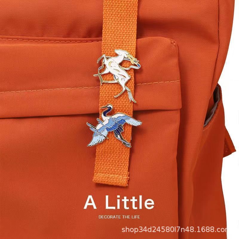 Chinese wind Fairy Crane Deer brooch Retro lotus Koi metal badge men's and women's personality creative pin accessories trend Specification drawing