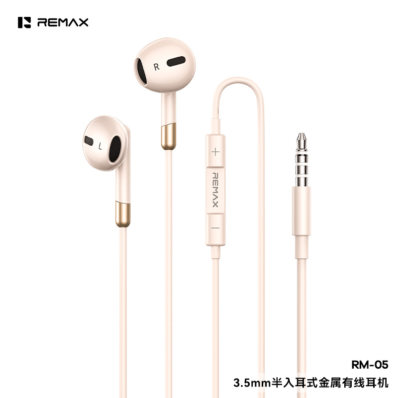 remax 新款半入耳手机线控耳机 音乐通话有线耳机Type-C口耳机线详情10