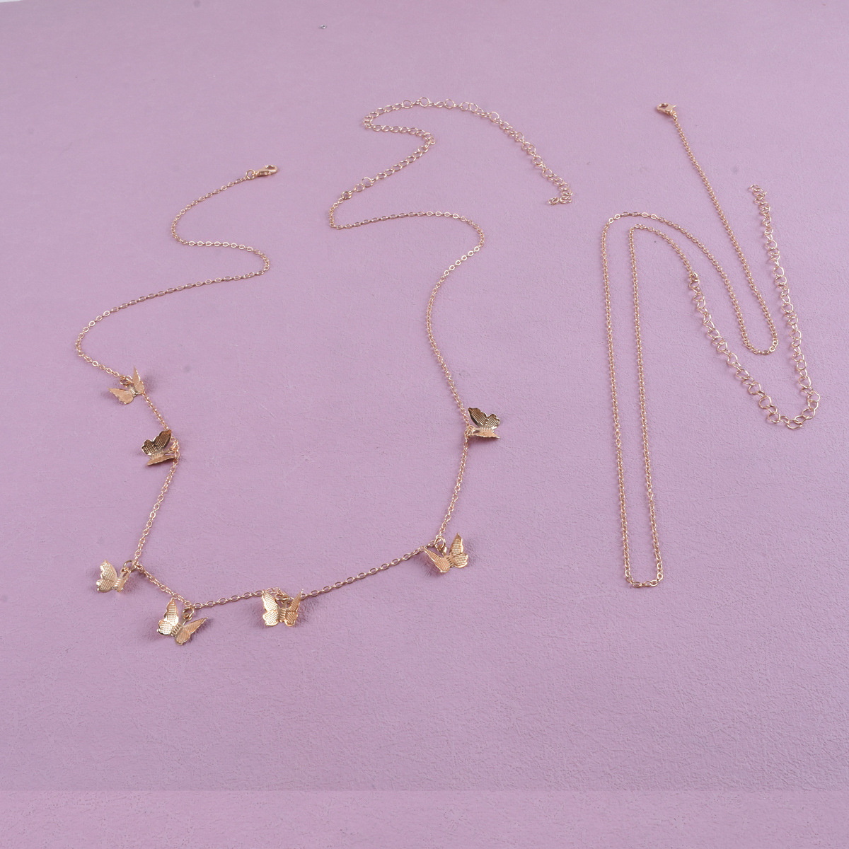 Qifu's new cross-border jewelry from Europe and America is fashionable and versatile. It features a sweet and cool, spicy girl style butterfly pendant with a unique double-layer tassel Specification image