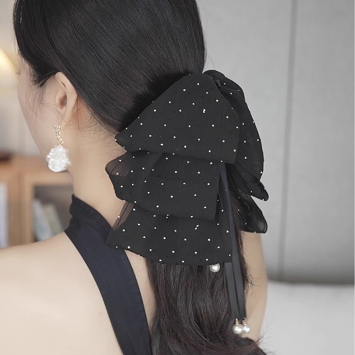 Listen To The Rain Grab Clip 2024 New Star Four Streamer Hair Clip Show The Amount Of French Gentle Sweet Hair Accessories