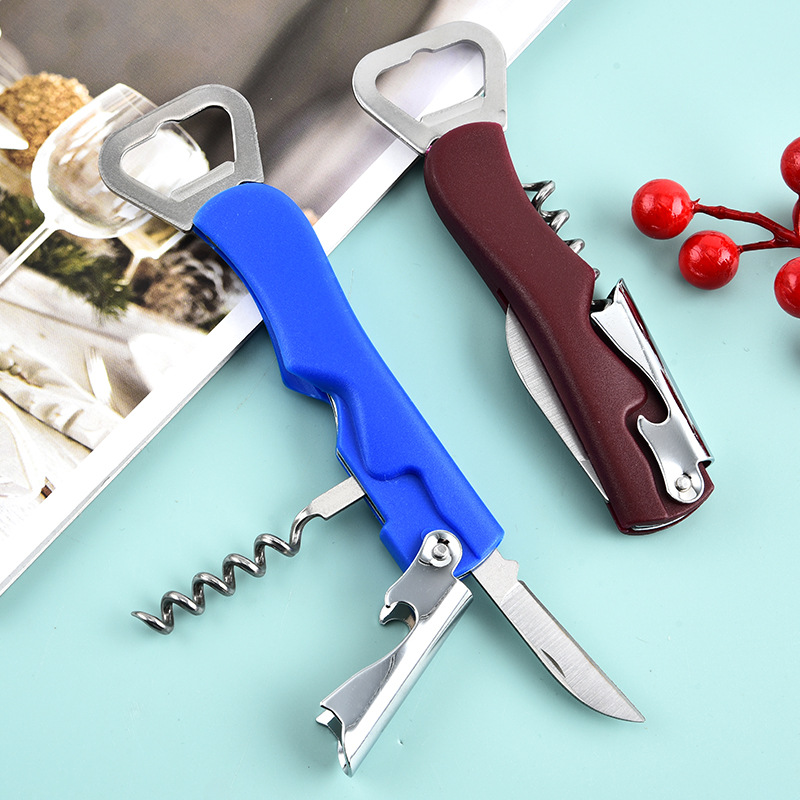 Wholesale stainless steel wine bottle opener, small knife, plastic handle, portable multi-functional beer set from the manufacturer details Picture