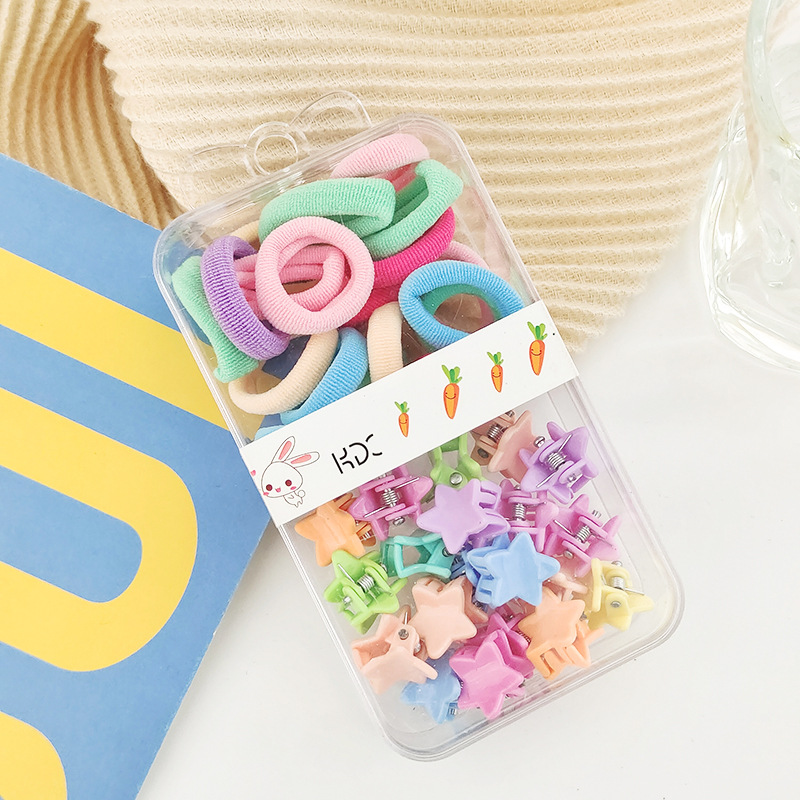 High Elastic Band Clip Set Cute And Small Children's Color Box Dual-Use Hair Accessories Do Not Hurt The Hair Circle Clip Specification drawing