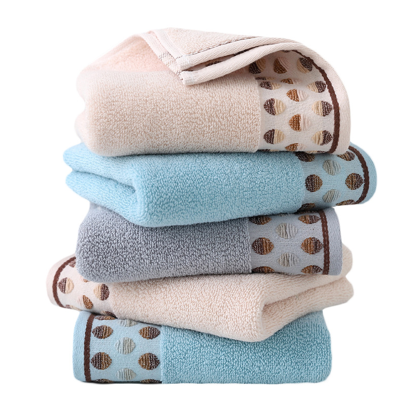 Hengyuanxiang Towel Factory Direct Wholesale Pure Cotton Towel Plain Jacquard Polka Dot Face Towel Face Towel Adult Household Household Item Picture