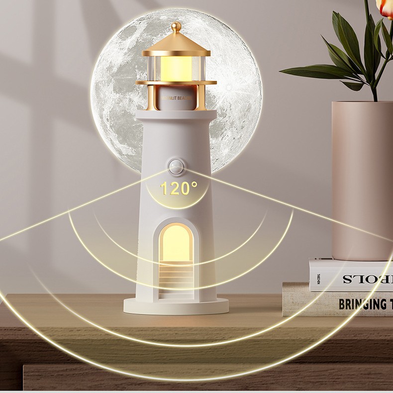 Amazon Cross-border Moonlight Lighthouse projection Lamp Atmosphere Bedroom bedside companion night light Desktop Creative high-end decoration details Picture