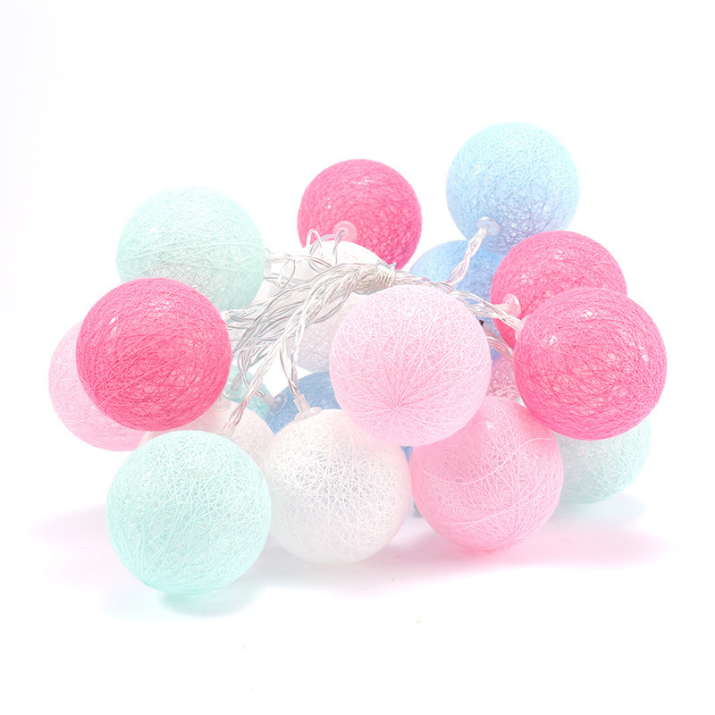 LED cotton thread ball light string, Christmas festival decorative lights, children's room and bedroom colored lights, starry sky flashing lights, atmosphere lights Item Picture