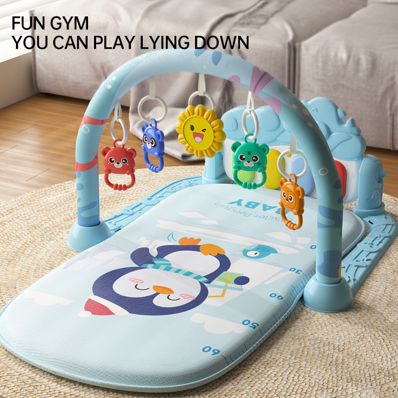 跨境热销婴儿脚踏琴玩具宝宝多功能音乐健身架爬行垫新生儿游戏垫