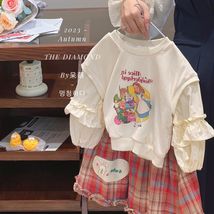 6557 韩版童装女童秋款甜美白雪公主卫衣+格子裙两件套装秋冬新款