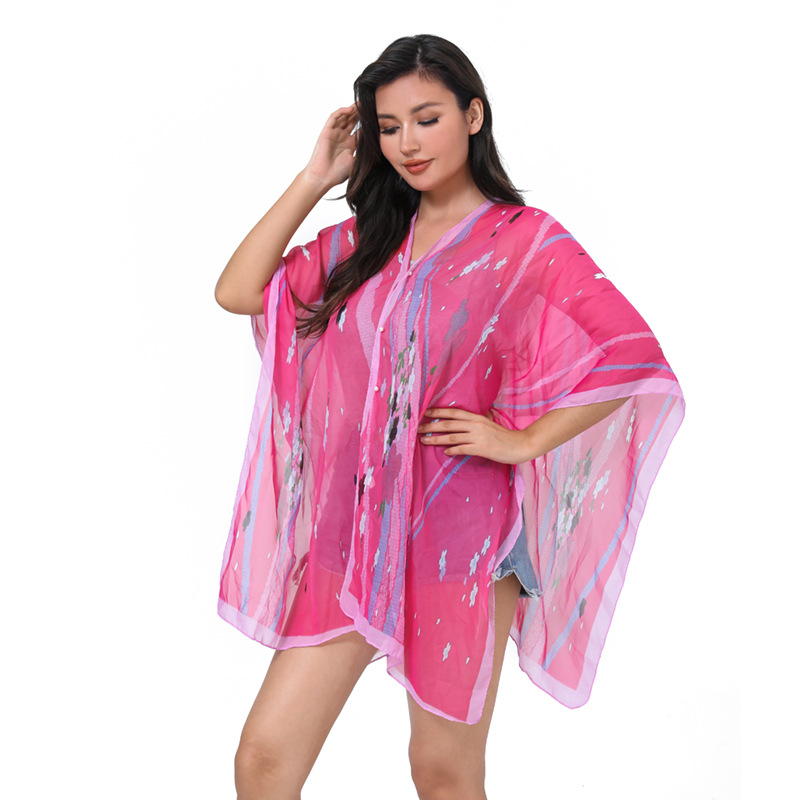 Beach Shawl With A Large Gauze Scarf Beach Sunblock Silk Scarf Summer Bikini Bathing Suit Outside The Veil Women Can Be Launched details Picture