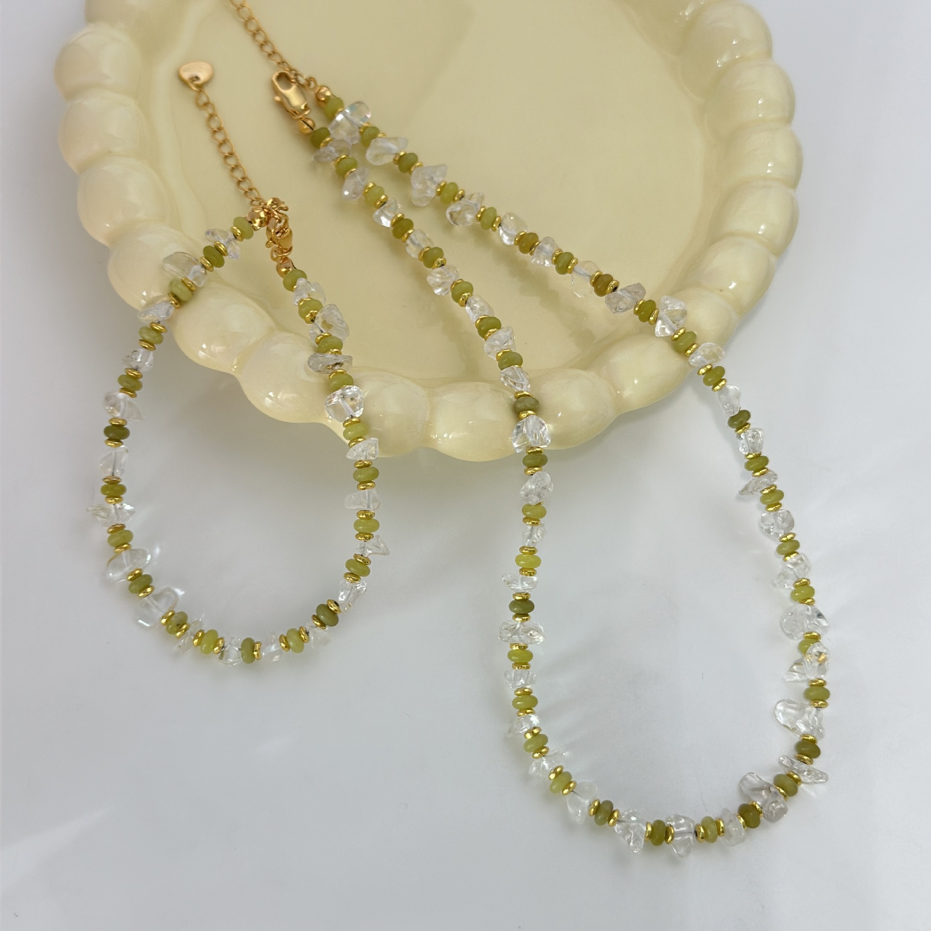 橄榄石异形水晶石串珠项链锁骨链天然石项链国风小众高级感项链女详情5