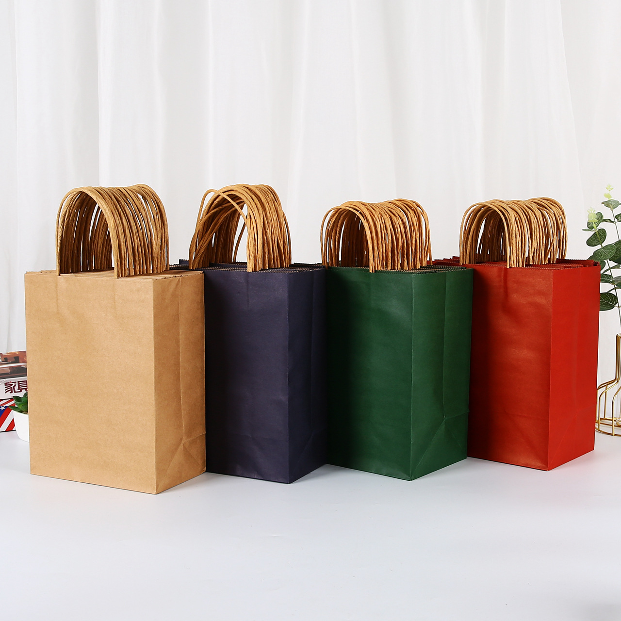 Customized kraft paper bags, tea packaging bags, source factory, printed Logo, color clothing gift paper bags details Picture