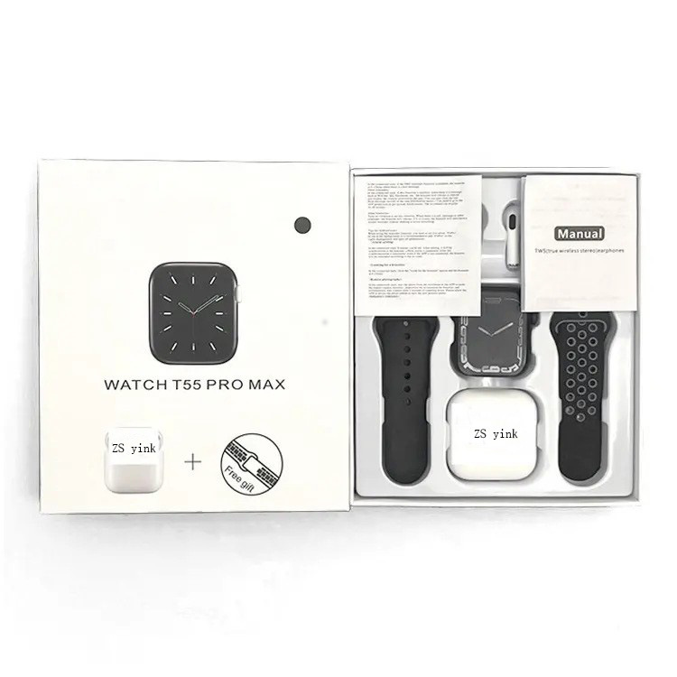 WATCH T55 PRO MAX蓝牙耳机和智能手表2合1套装i12跨境W26promax