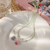 Summer fresh tulip pearl crystal necklace, a new trendy style, elegant collarbone chain pendant, a perfect accessory for women details Picture