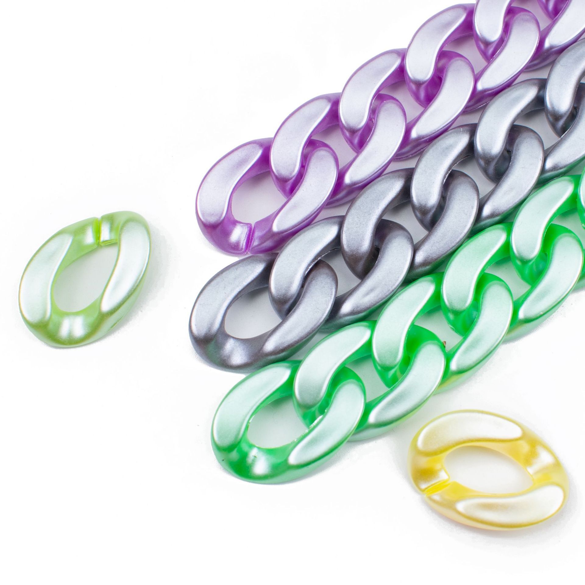 Acrylic Plastic Pearlescent Paint Seven Color Chain Chain 20*30 Buckle Open Ring Accessories Diy Luggage Accessories Item Picture