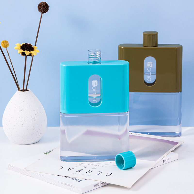 A5 Flat water cup outdoor sports cup Korean creative plastic portable cup Transparent water cup cross-border kettle wholesale Specification drawing