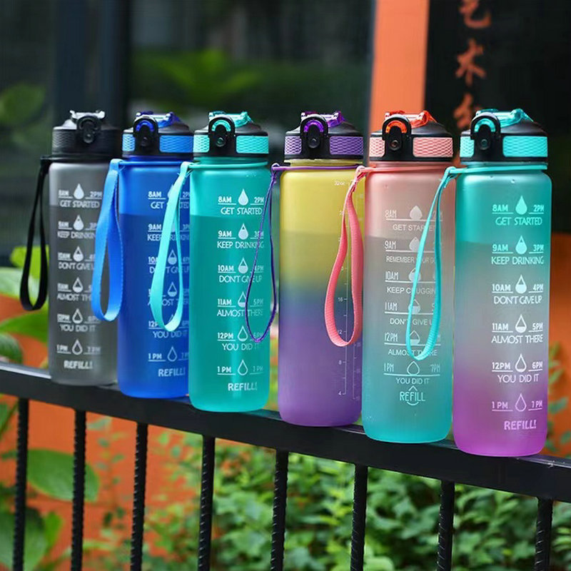 Large Capacity Outdoor Fitness Sports Kettle Gradient Water Bottle Frosted Straight Drink Cup Portable Lift With Car Bounce Lid Cup Specification drawing