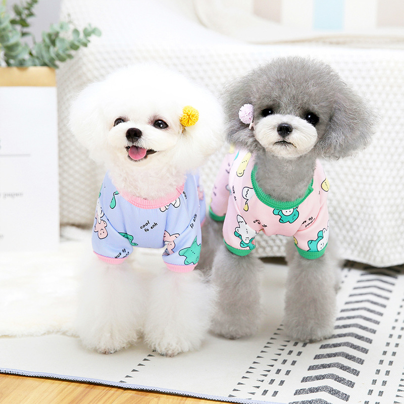 Pet dog warm autumn and winter dog rabbit bear four-legged hoodie cute cartoon two-legged shirt Teddy dog details Picture