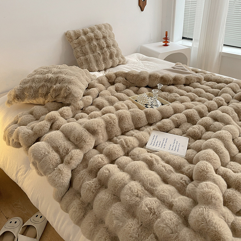 托斯卡纳仿兔毛短绒休闲盖毯轻奢高级沙发毯毛毯柔软保暖绒毯卧室详情图1